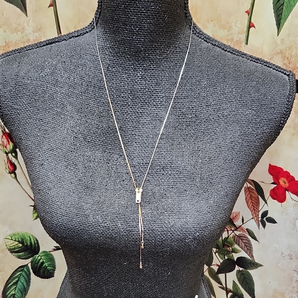 GOLD-TONE ADJUSTABLE ZIPPER LARIAT NECKLACE